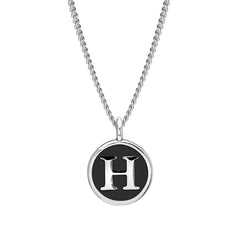 Black Enamel Initial Pendant