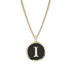 Black Enamel Initial Pendant