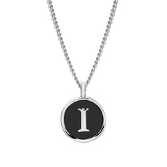 Black Enamel Initial Pendant