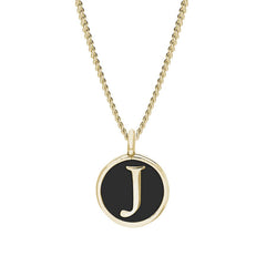 Black Enamel Initial Pendant