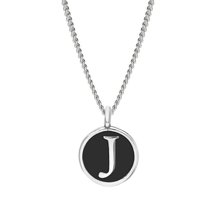 Black Enamel Initial Pendant