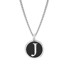 Black Enamel Initial Pendant