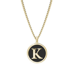 Black Enamel Initial Pendant