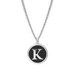 Black Enamel Initial Pendant