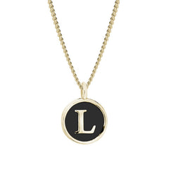 Black Enamel Initial Pendant