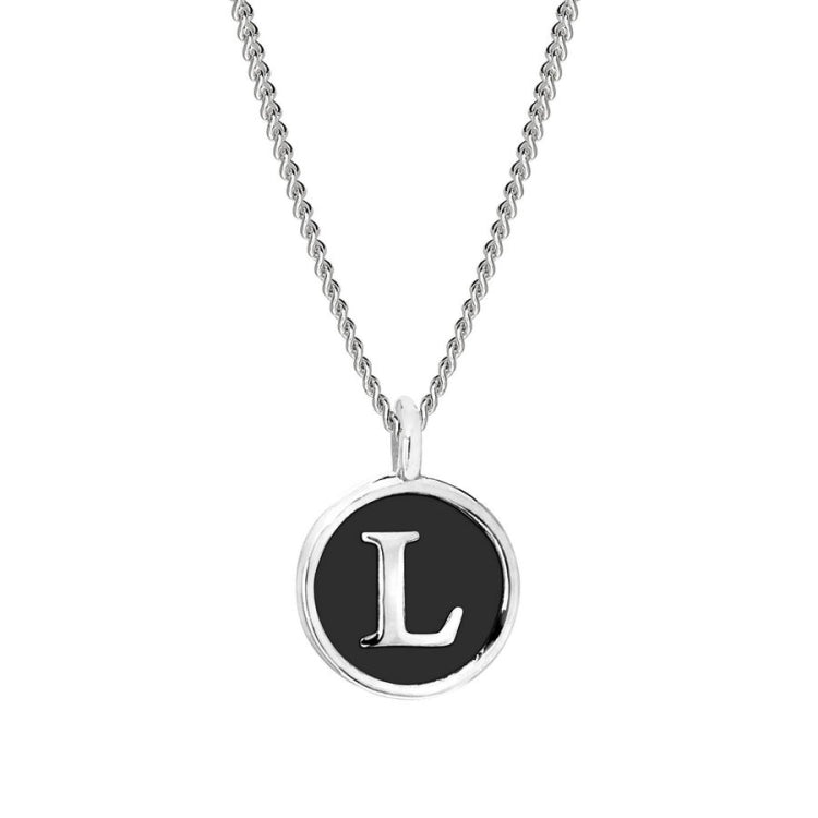 Black Enamel Initial Pendant