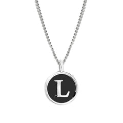 Black Enamel Initial Pendant
