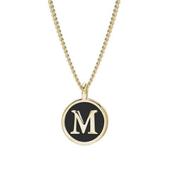 Black Enamel Initial Pendant