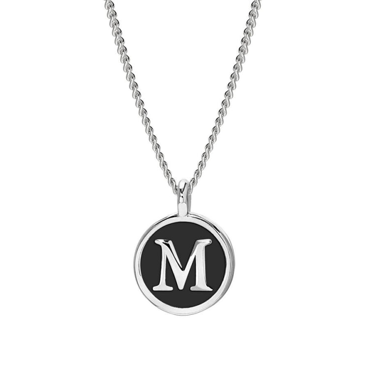Black Enamel Initial Pendant
