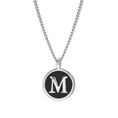 Black Enamel Initial Pendant