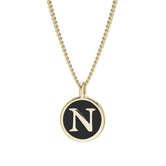 Black Enamel Initial Pendant