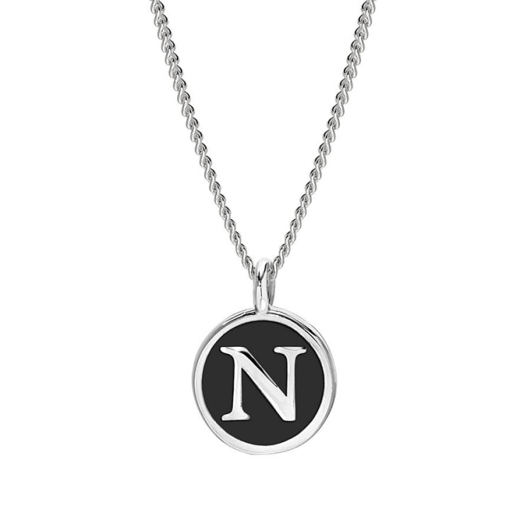 Black Enamel Initial Pendant