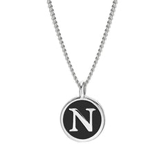 Black Enamel Initial Pendant