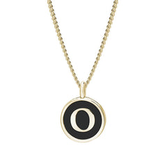 Black Enamel Initial Pendant