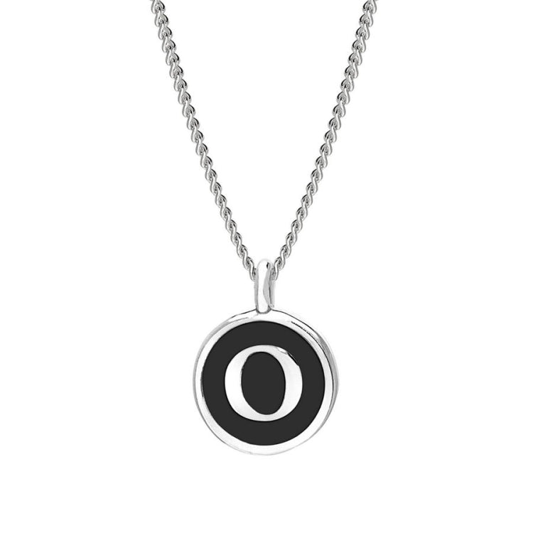 Black Enamel Initial Pendant