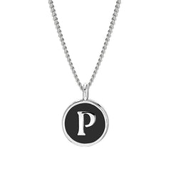 Black Enamel Initial Pendant
