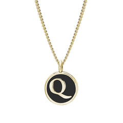 Black Enamel Initial Pendant