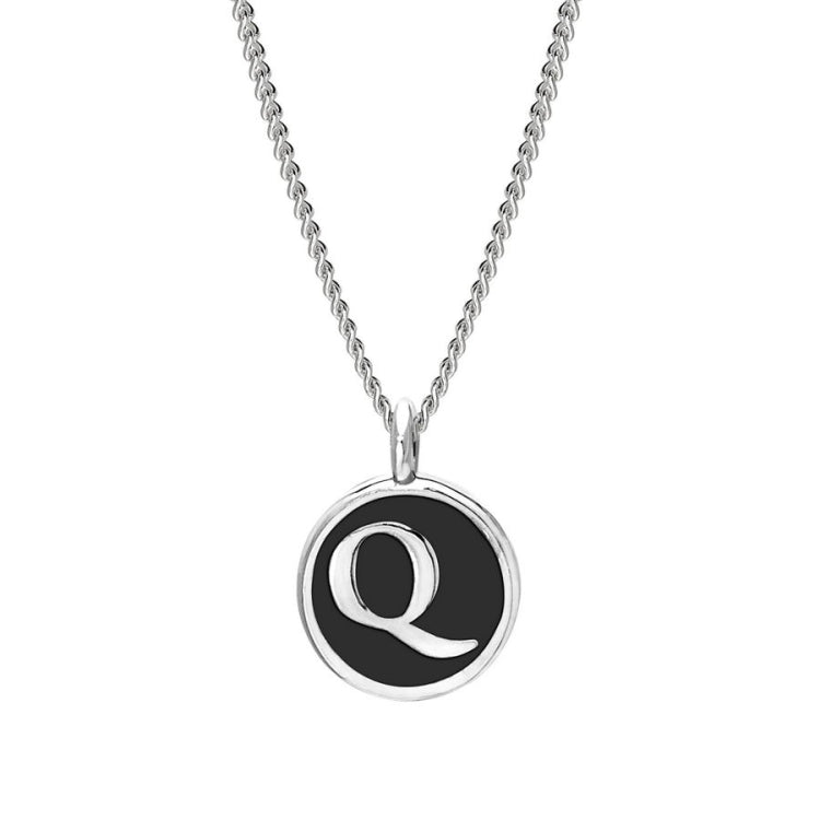 Black Enamel Initial Pendant