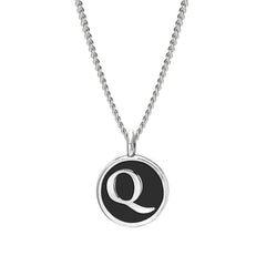 Black Enamel Initial Pendant