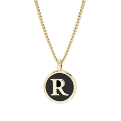 Black Enamel Initial Pendant