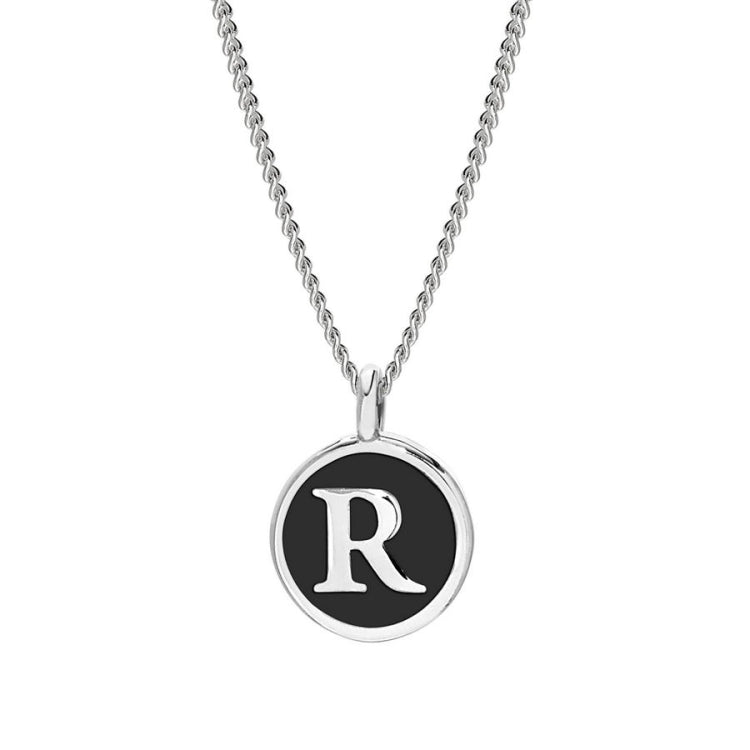 Black Enamel Initial Pendant