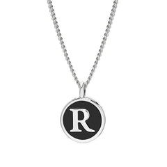 Black Enamel Initial Pendant