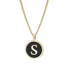 Black Enamel Initial Pendant