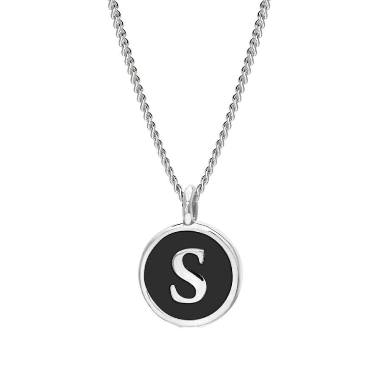 Black Enamel Initial Pendant