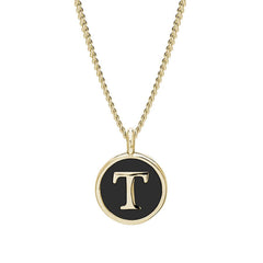 Black Enamel Initial Pendant