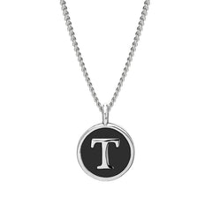 Black Enamel Initial Pendant