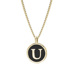 Black Enamel Initial Pendant
