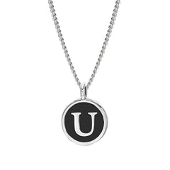Black Enamel Initial Pendant