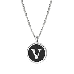 Black Enamel Initial Pendant