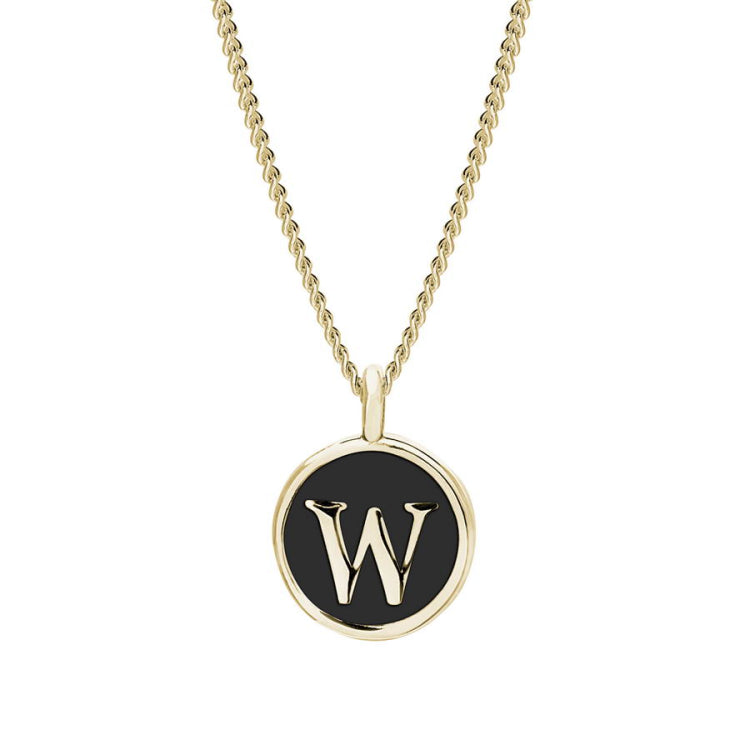 Black Enamel Initial Pendant