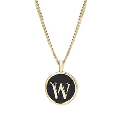 Black Enamel Initial Pendant