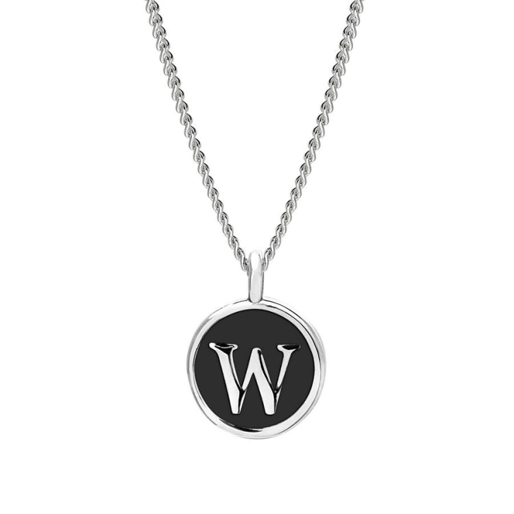 Black Enamel Initial Pendant