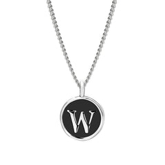 Black Enamel Initial Pendant