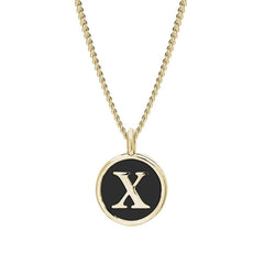 Black Enamel Initial Pendant