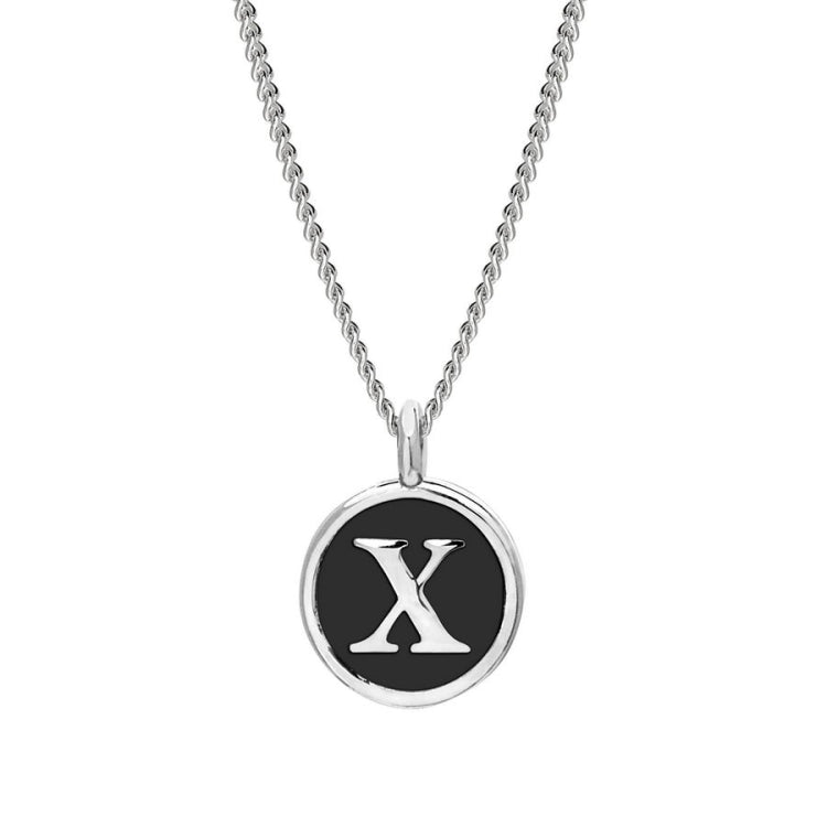 Black Enamel Initial Pendant