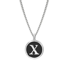 Black Enamel Initial Pendant
