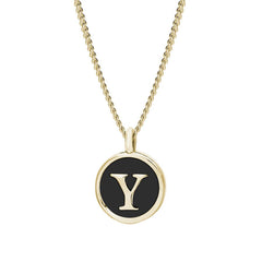 Black Enamel Initial Pendant