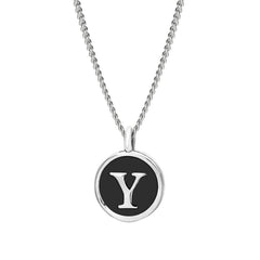 Black Enamel Initial Pendant