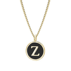Black Enamel Initial Pendant