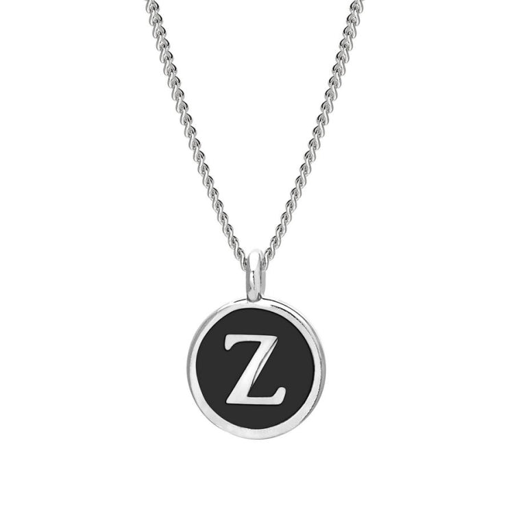 Black Enamel Initial Pendant