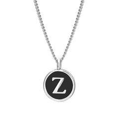 Black Enamel Initial Pendant
