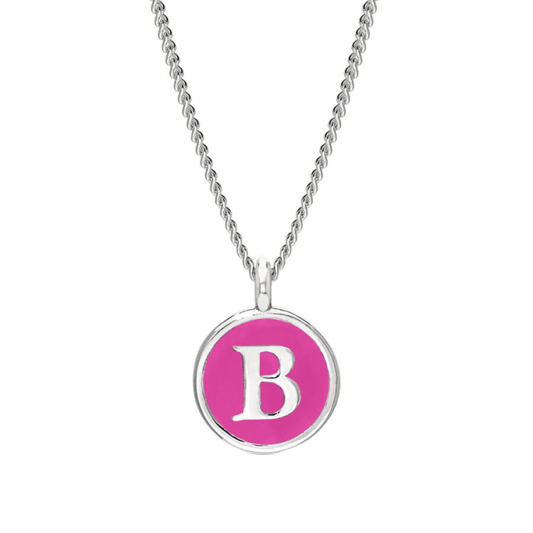 Pink Enamel Initial Pendant
