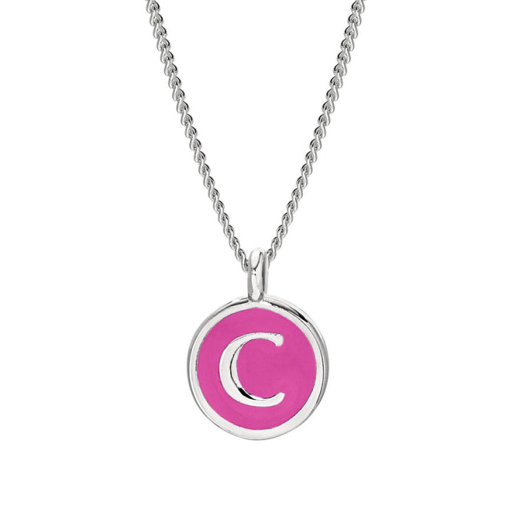 Pink Enamel Initial Pendant