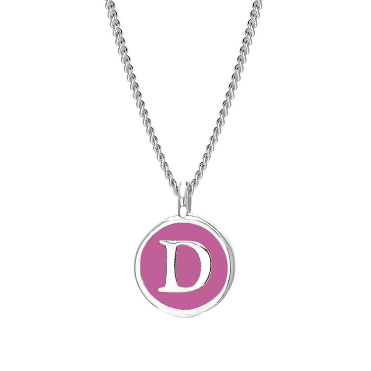 Pink Enamel Initial Pendant
