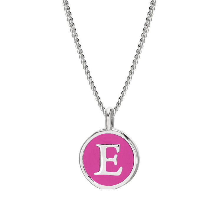 Pink Enamel Initial Pendant