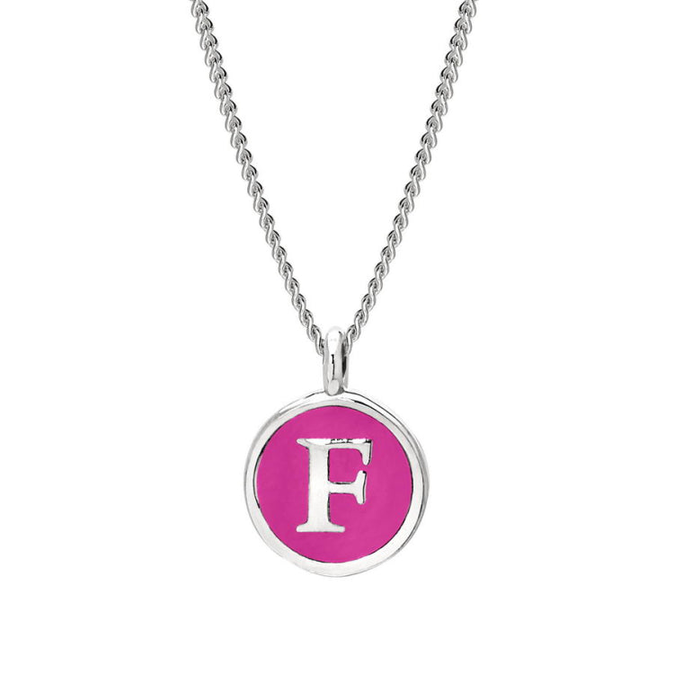 Pink Enamel Initial Pendant